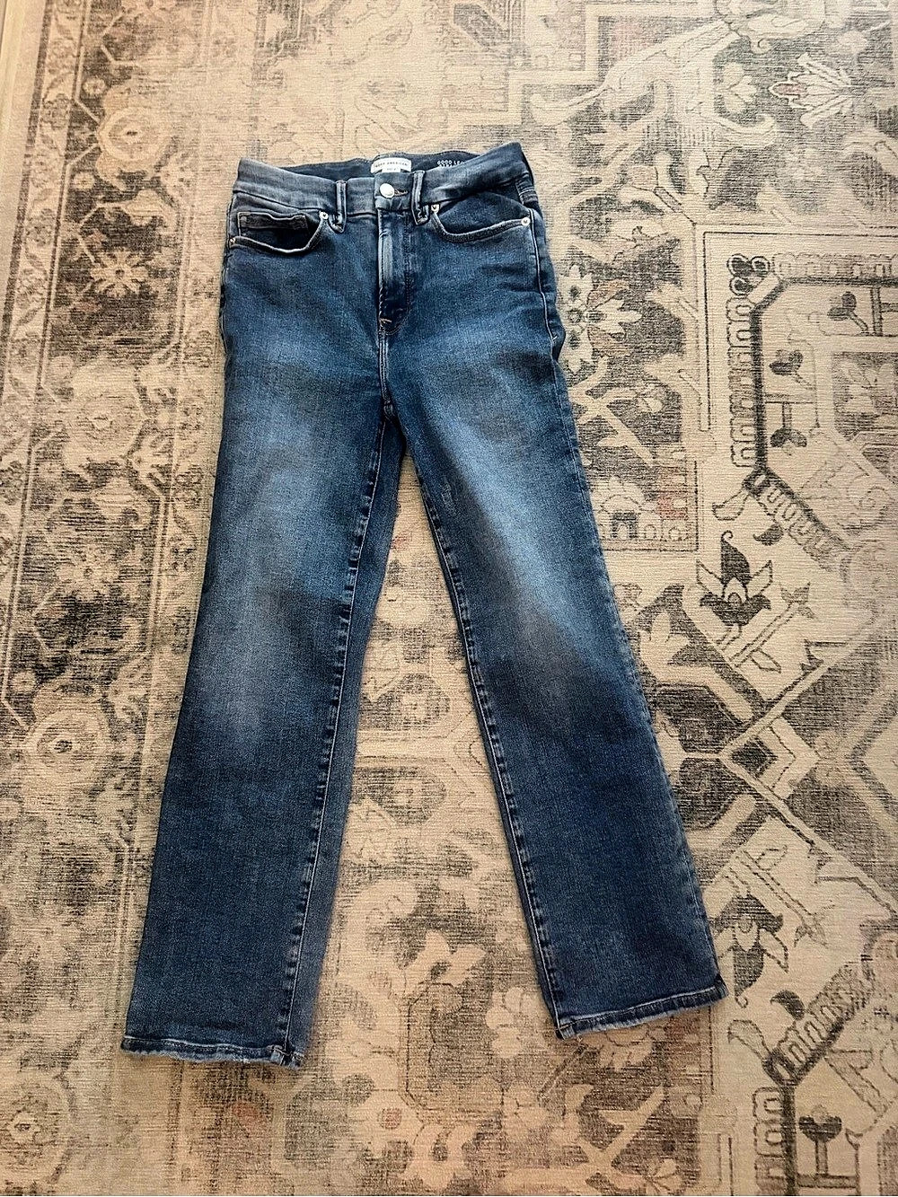 Good American Good Legs Straight Jeans Straight Leg Jeans in Blue Waist 00-4